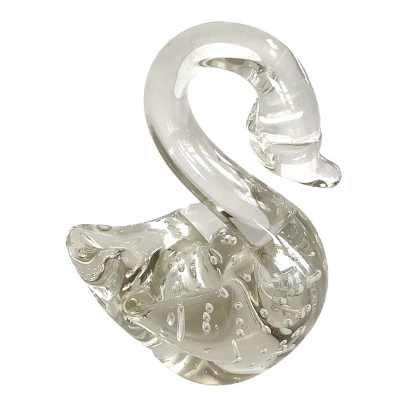 Art Glass Swan Figurine Paperweight Artisan Hand Blown Controlled Bubbles VTG - Picture 7 of 14